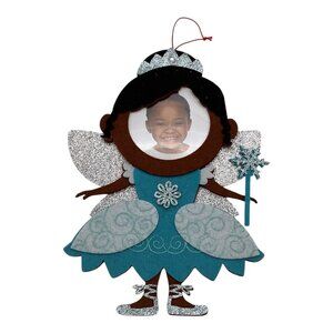 8" Princess Felt‎ Fairy Photo Frame Christmas Ornament With Glitter Wings & Wand